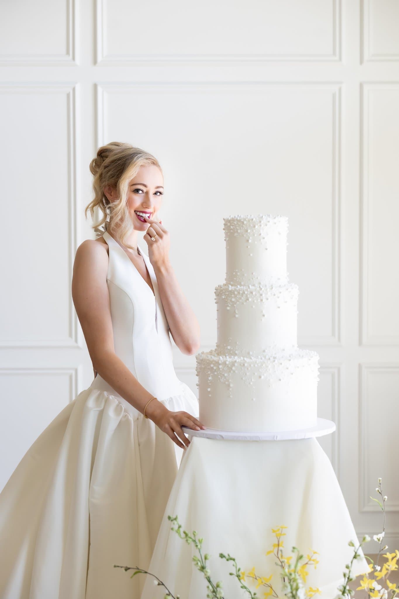 Bride with wedding cake — Lily and Lace Bride